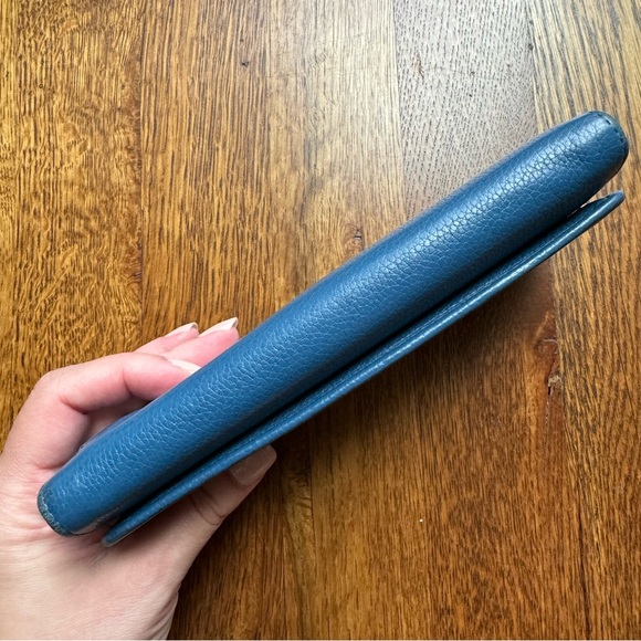 ❤️LAST CHANCE❤️ Prada Blue Saffiano Leather Snap ID Holder Long Wallet (w/ COA) - Picture 11 of 15